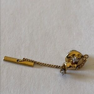 Gold Chain tie tack with Diamond Accents vintage